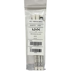 3x NYX Makeup Retractable Eye Liner Pencil Crayon in White FULL SIZE 0.01 oz